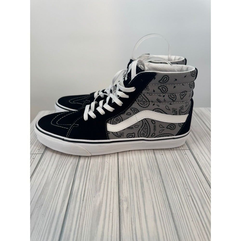 Vans Sk8-Hi Paisley Gray True White High Top Sneakers Skate Shoes Men's 11 - Picture 3 of 6